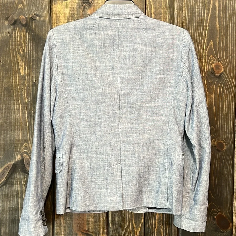 J. Crew Chambray Blazer‎ 2 Denim Blue Office Professional Academia Preppy Cotton